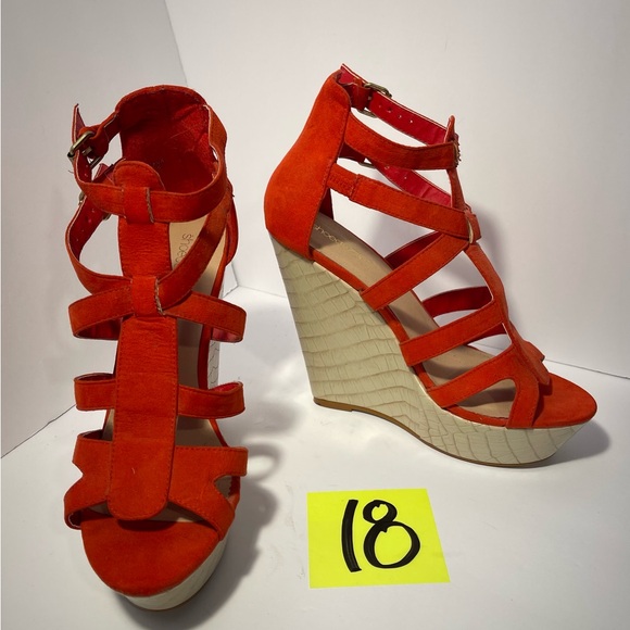 Women's Orange Wedge Sandals - Picture 1 of 1